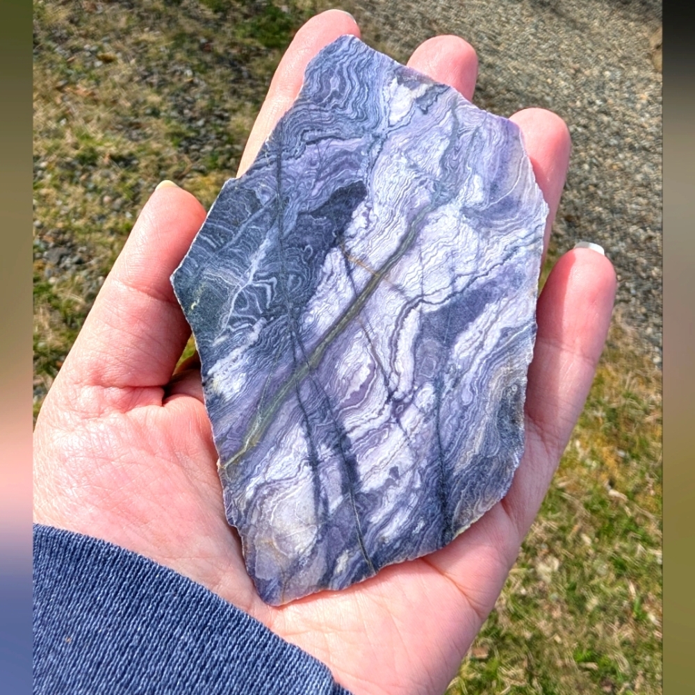 Purple Peacock Slab with holder or Indonesian Porcelain Jasper